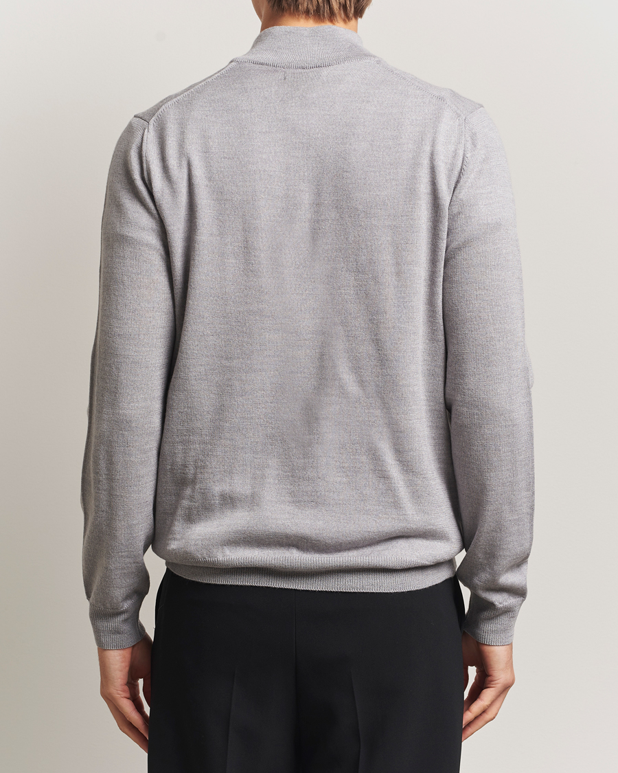 Herr | Tröjor | J.Lindeberg | Kiyan Merino Half Zip Medium Grey Melange