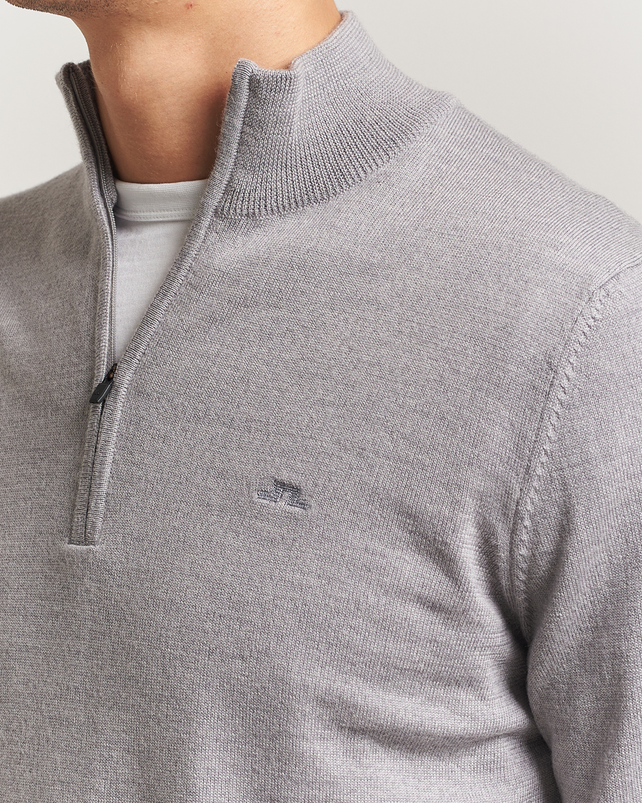 Herr | Tröjor | J.Lindeberg | Kiyan Merino Half Zip Medium Grey Melange