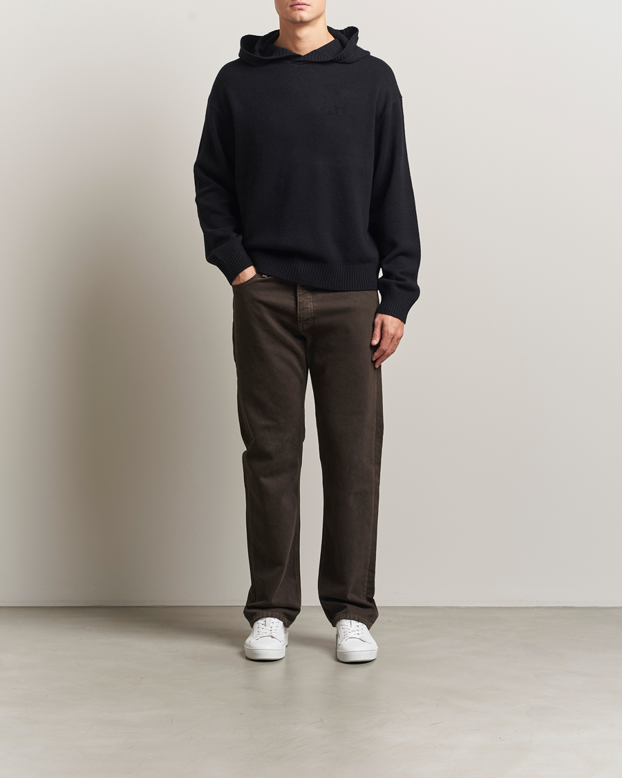 Herr | Tröjor | J.Lindeberg | Edward Wool Knitted Hoodie Black
