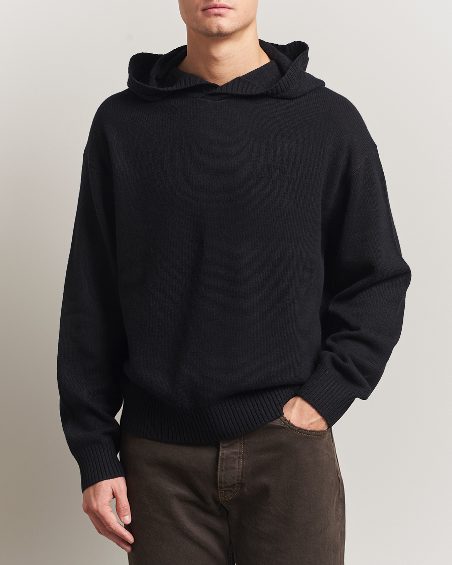Herr | Tröjor | J.Lindeberg | Edward Wool Knitted Hoodie Black