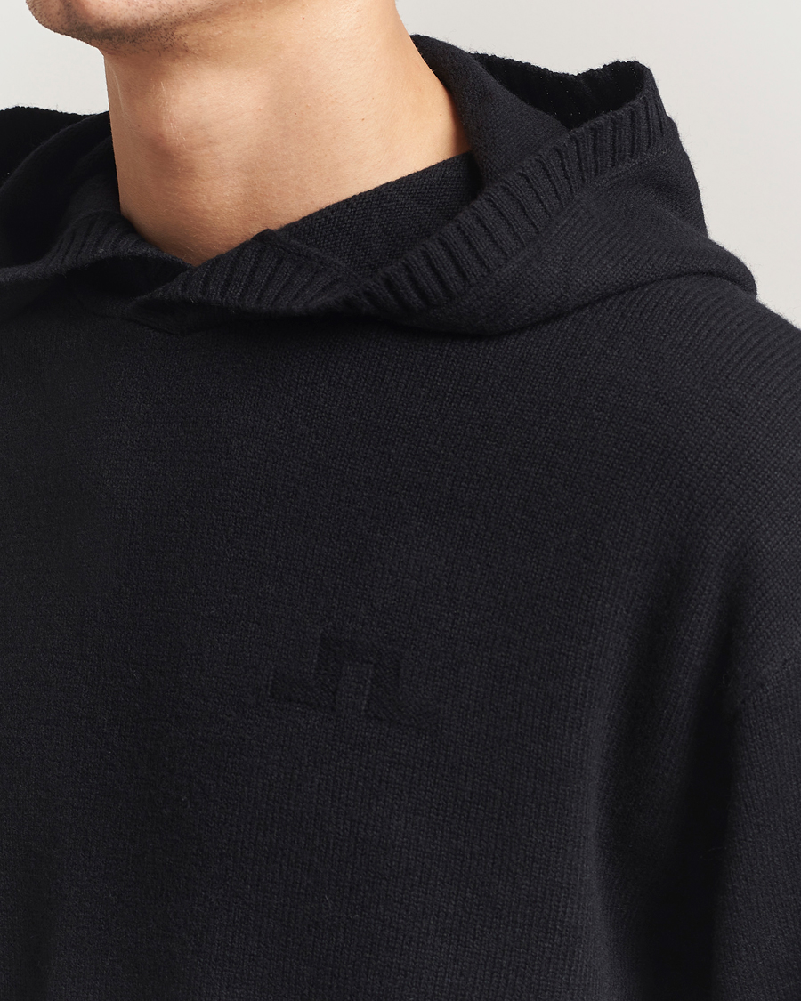 Herr | Tröjor | J.Lindeberg | Edward Wool Knitted Hoodie Black