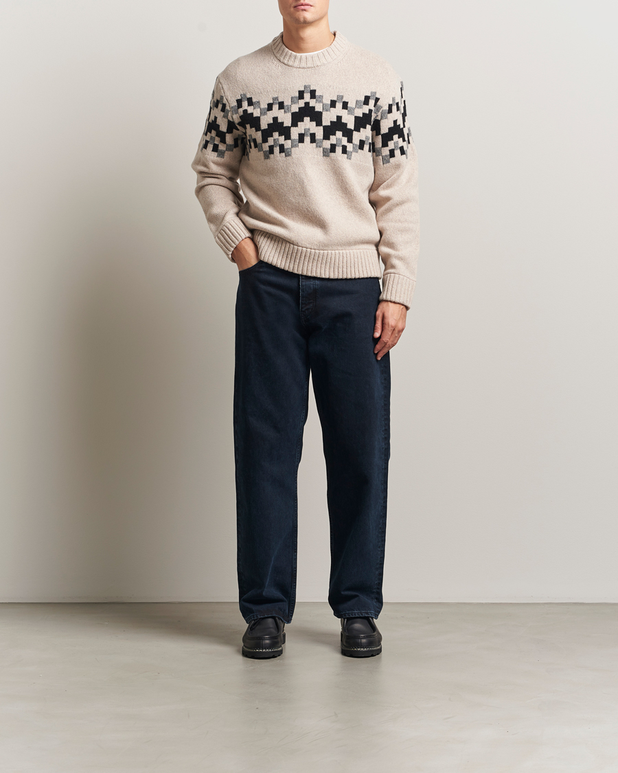 Herr | Tröjor | J.Lindeberg | Faris Wool Knitted Fairisle Sweater Moonbeam