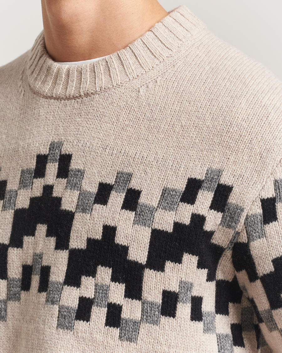 Herr | Tröjor | J.Lindeberg | Faris Wool Knitted Fairisle Sweater Moonbeam
