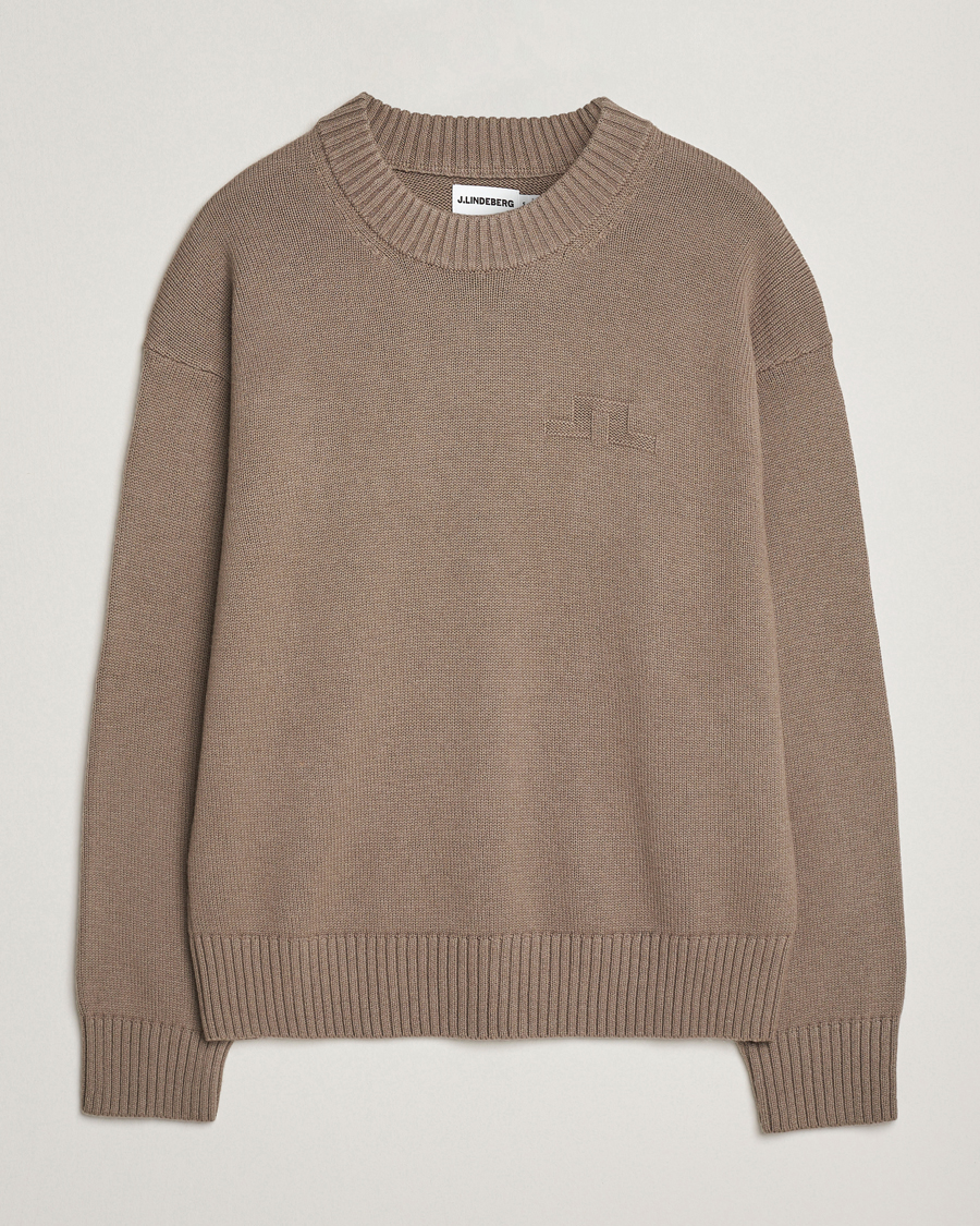 Herr | Tröjor | J.Lindeberg | Eddy Wool/Cotton Knitted Sweater Brindle