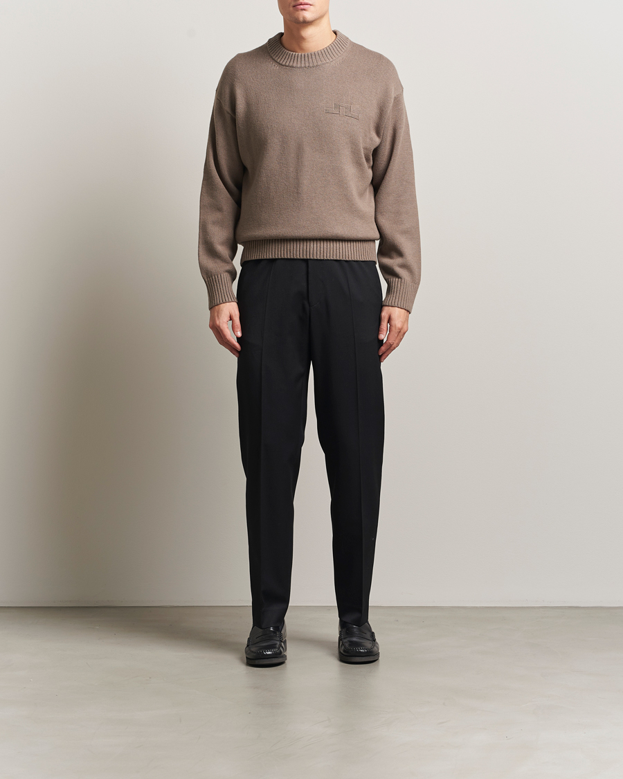 Herr | Tröjor | J.Lindeberg | Eddy Wool/Cotton Knitted Sweater Brindle