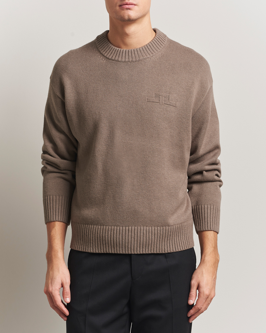 Herr | Tröjor | J.Lindeberg | Eddy Wool/Cotton Knitted Sweater Brindle