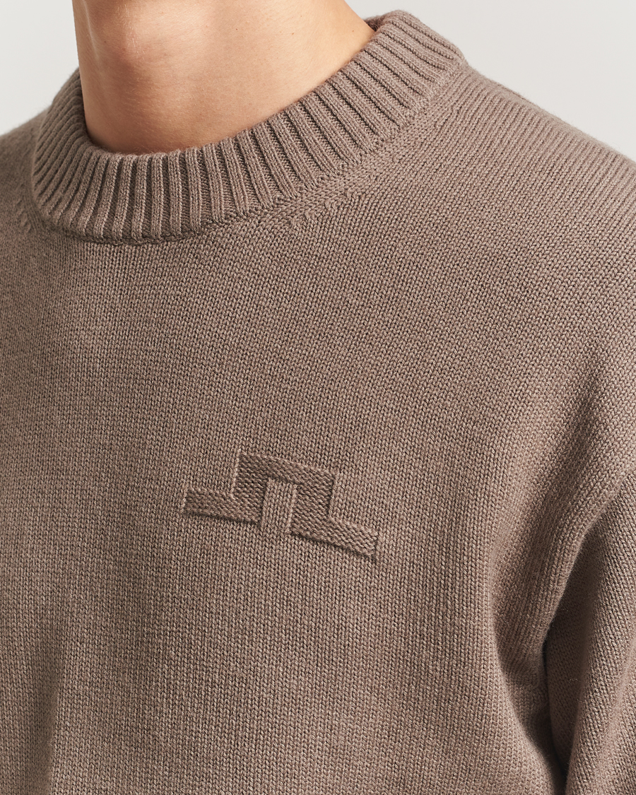 Herr | Tröjor | J.Lindeberg | Eddy Wool/Cotton Knitted Sweater Brindle