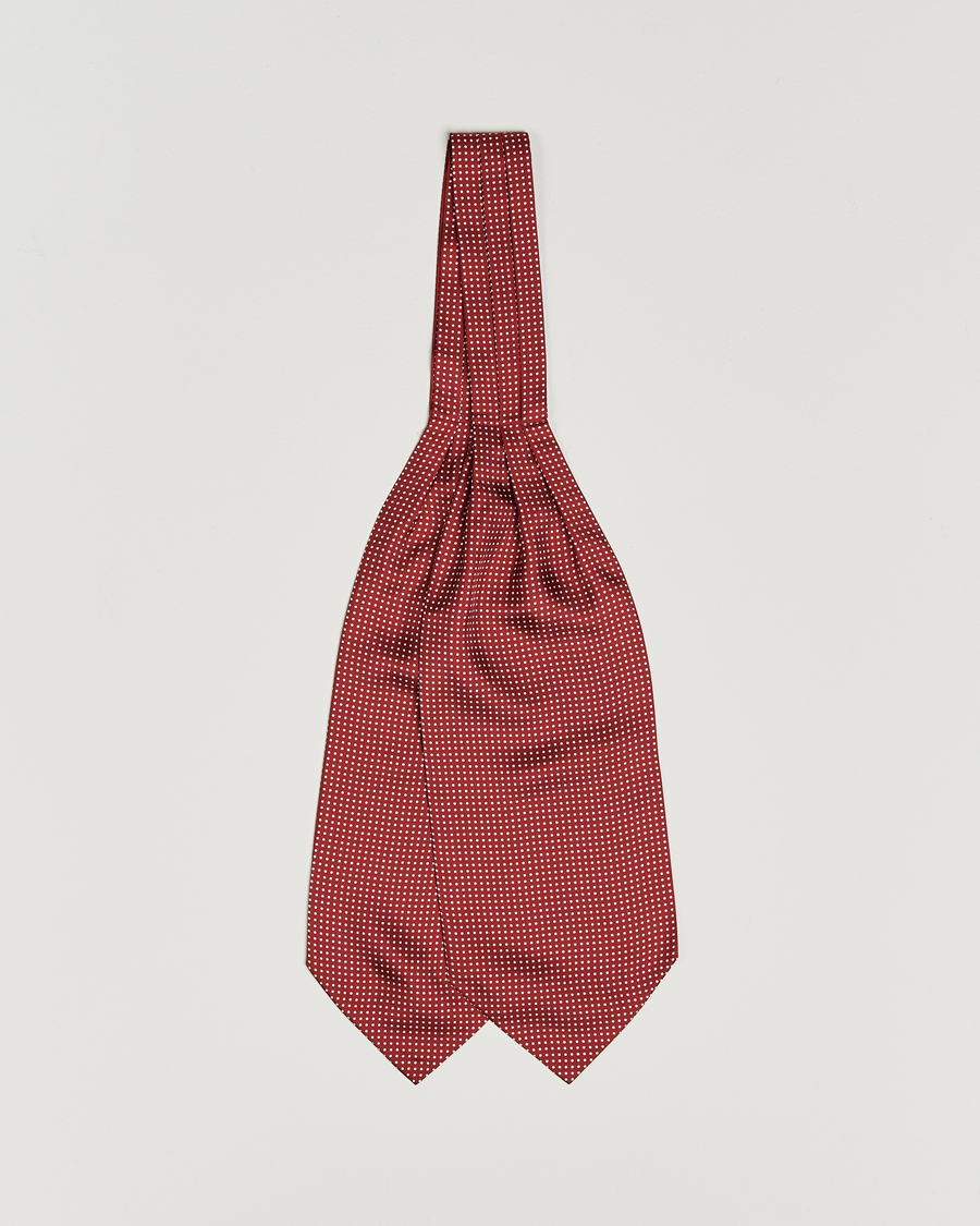 Herr | Scarves | Amanda Christensen | Silk Twill Micro Dot Ascot Wine Red