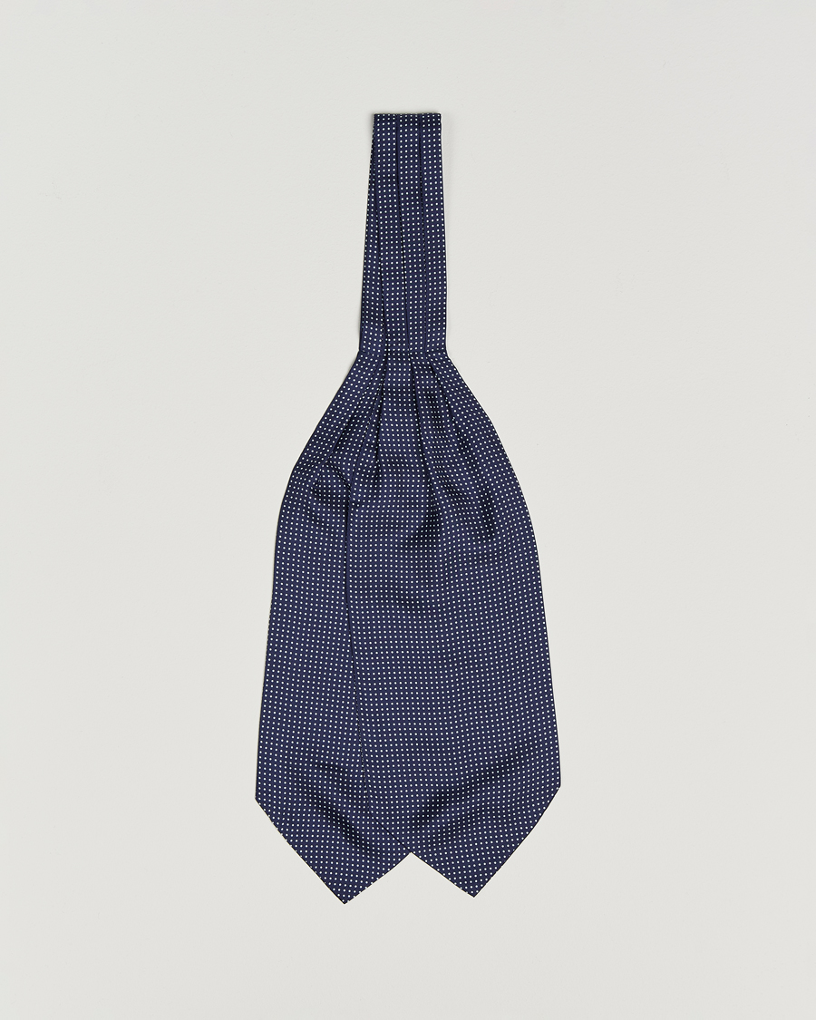 Herr | Scarves | Amanda Christensen | Silk Twill Micro Dot Ascot Navy
