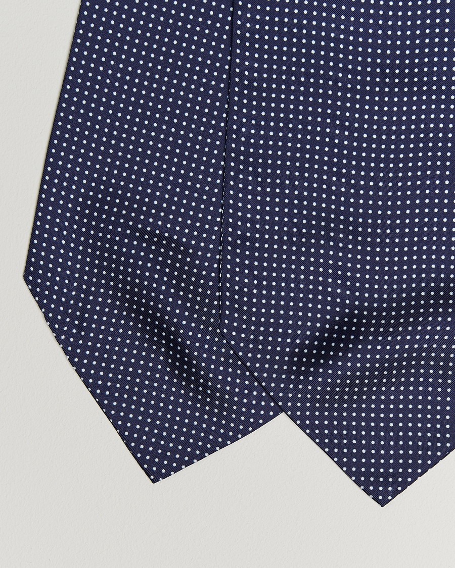 Herr | Scarves | Amanda Christensen | Silk Twill Micro Dot Ascot Navy