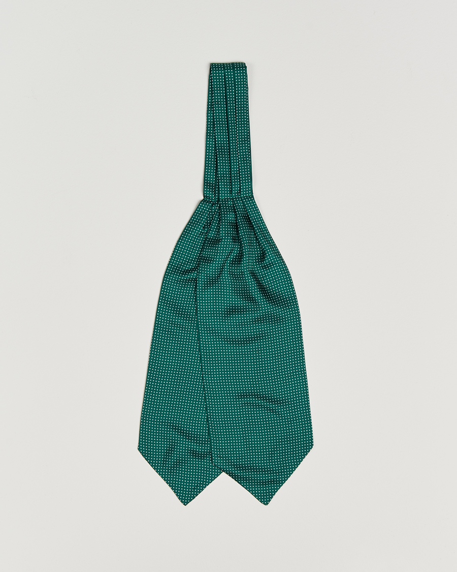 Herr | Scarves | Amanda Christensen | Silk Twill Micro Dot Ascot Bottle Green