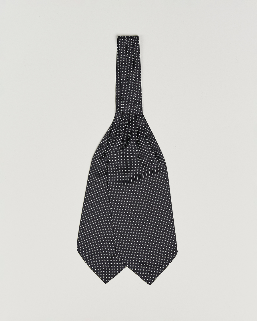 Herr | Scarves | Amanda Christensen | Silk Twill Micro Dot Ascot Black