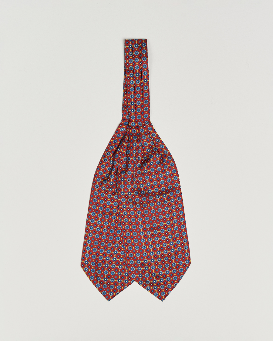 Herr | Scarves | Amanda Christensen | Silk Twill Medallion Ascot Wine Red
