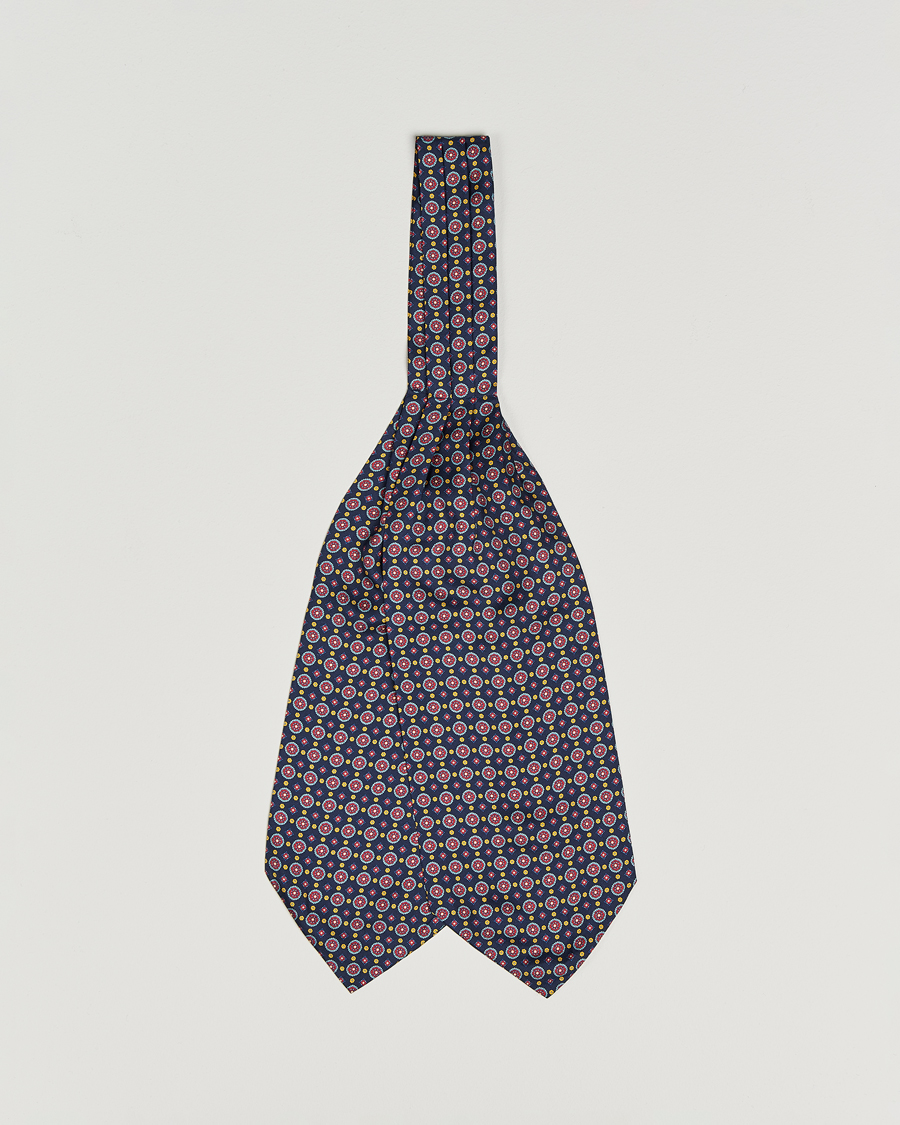 Herr | Scarves | Amanda Christensen | Silk Twill Medallion Ascot Navy