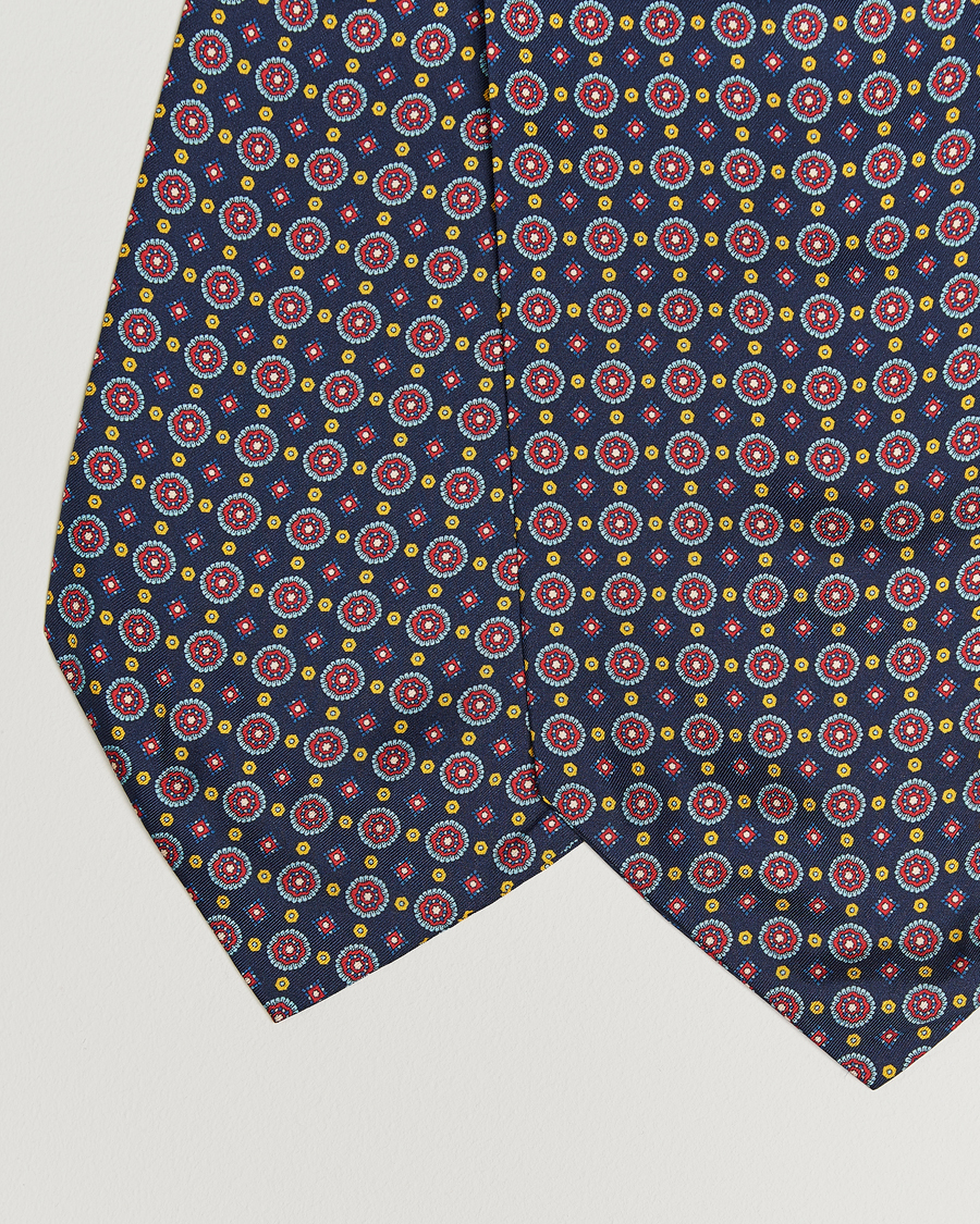 Herr | Scarves | Amanda Christensen | Silk Twill Medallion Ascot Navy