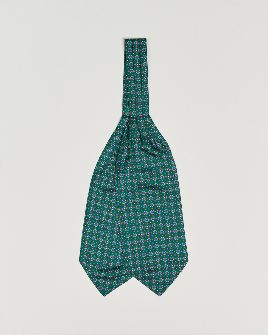 Herr | Scarves | Amanda Christensen | Silk Twill Medallion Ascot Bottle Green