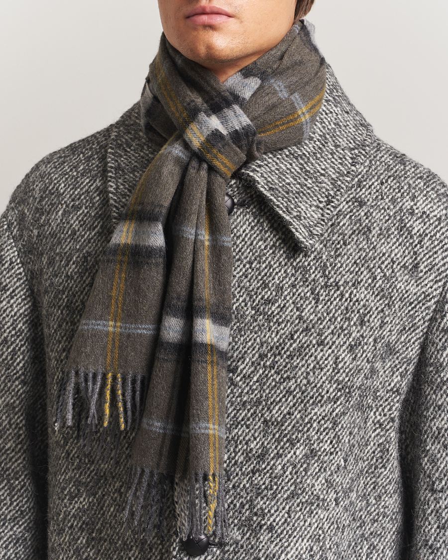 Herr | Amanda Christensen Wool Checked Scarf Olive | Amanda Christensen | Wool Checked Scarf Olive