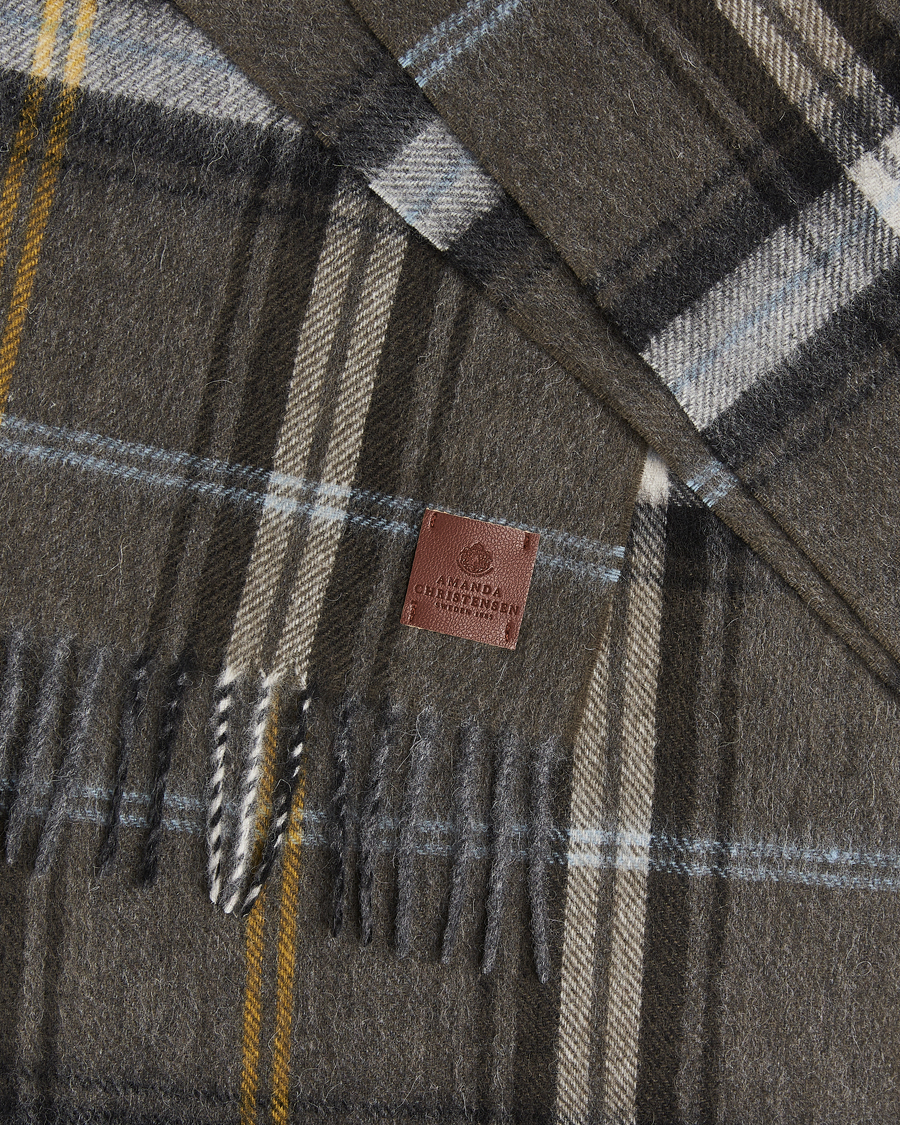 Herr | Amanda Christensen Wool Checked Scarf Olive | Amanda Christensen | Wool Checked Scarf Olive