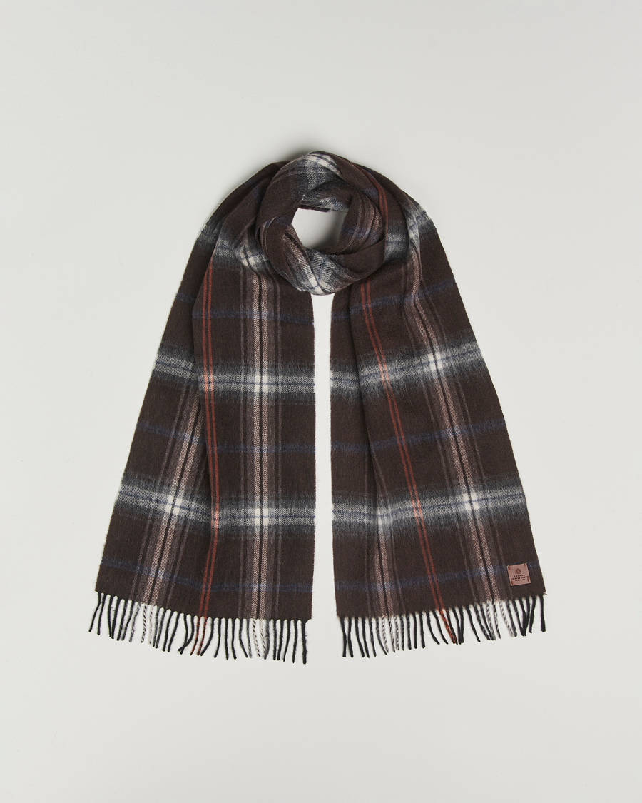 Herr | Amanda Christensen Wool Checked Scarf Brown | Amanda Christensen | Wool Checked Scarf Brown