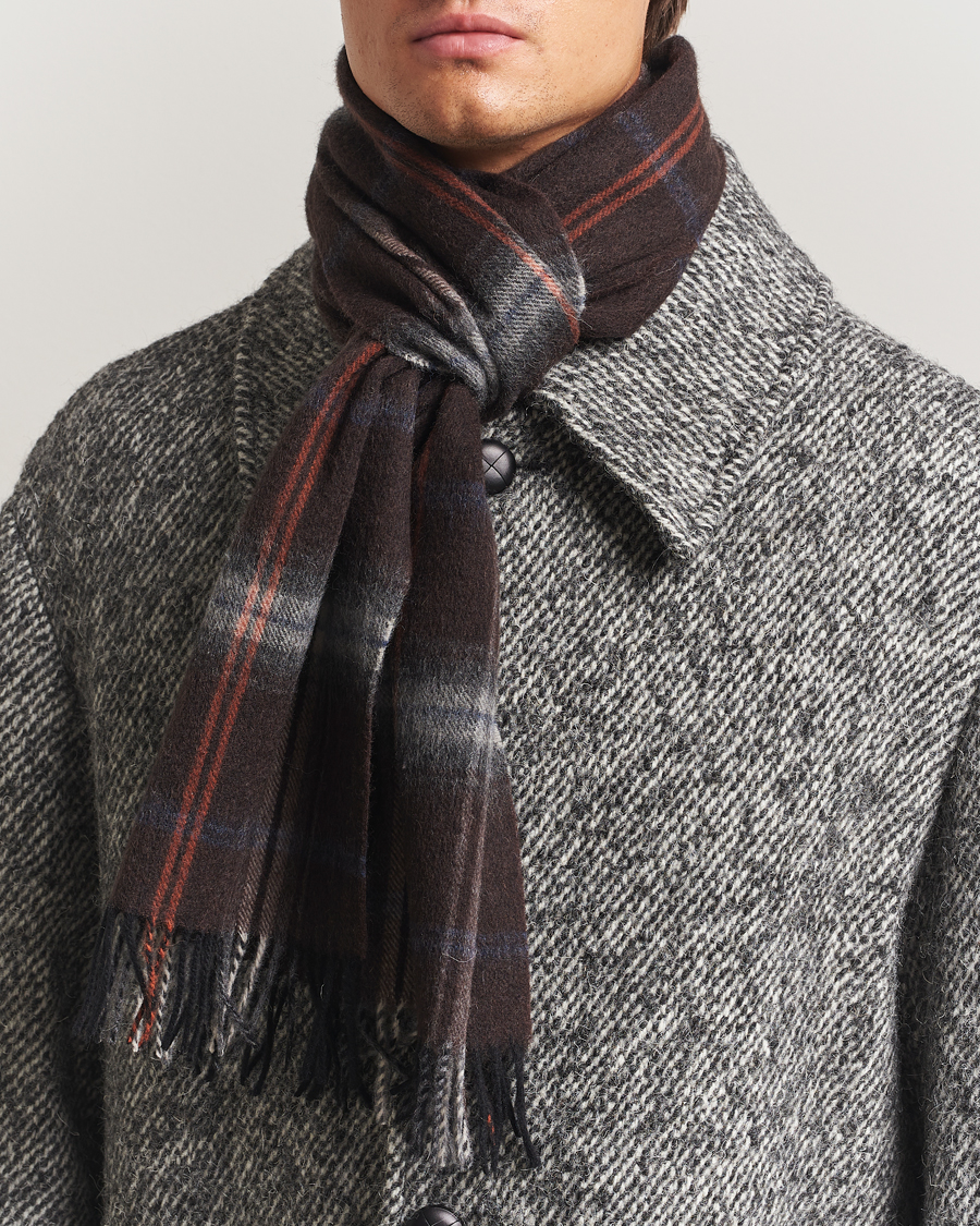 Herr | Amanda Christensen Wool Checked Scarf Brown | Amanda Christensen | Wool Checked Scarf Brown