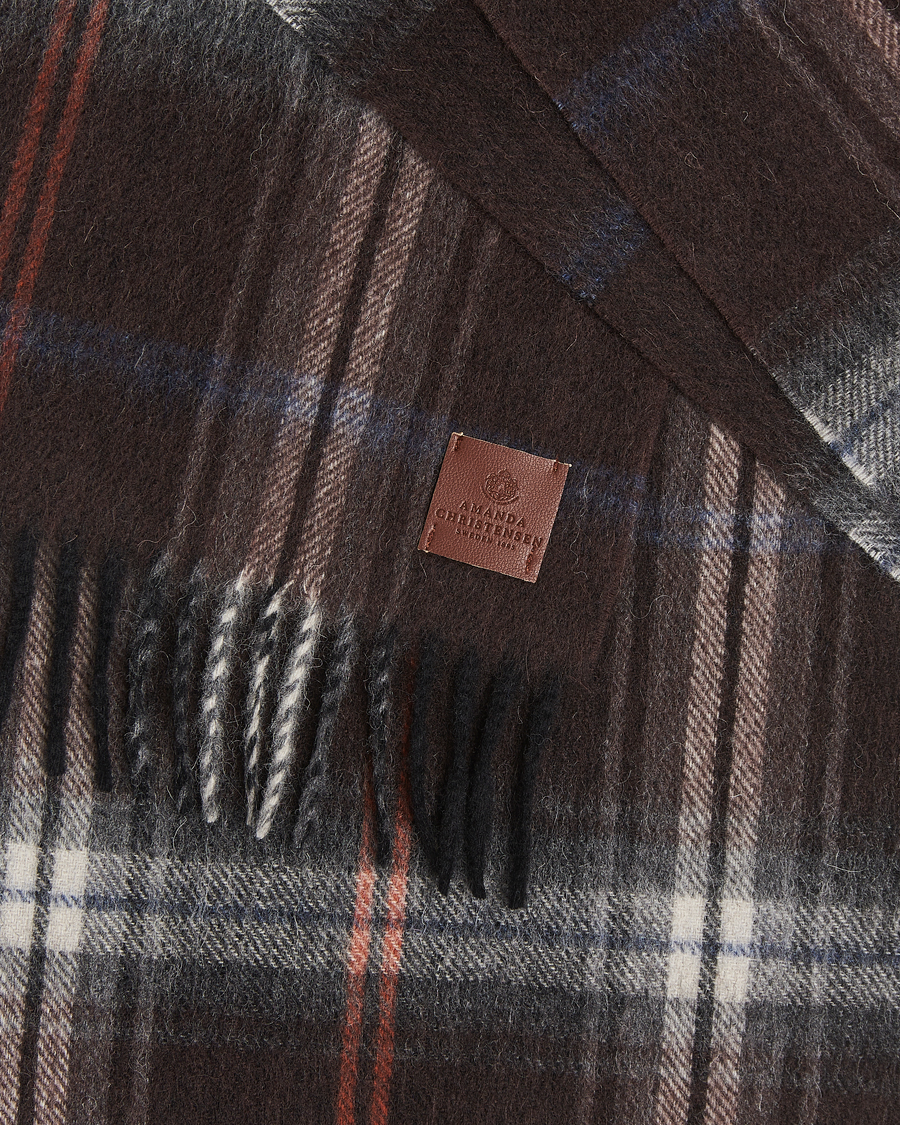 Herr | Amanda Christensen Wool Checked Scarf Brown | Amanda Christensen | Wool Checked Scarf Brown