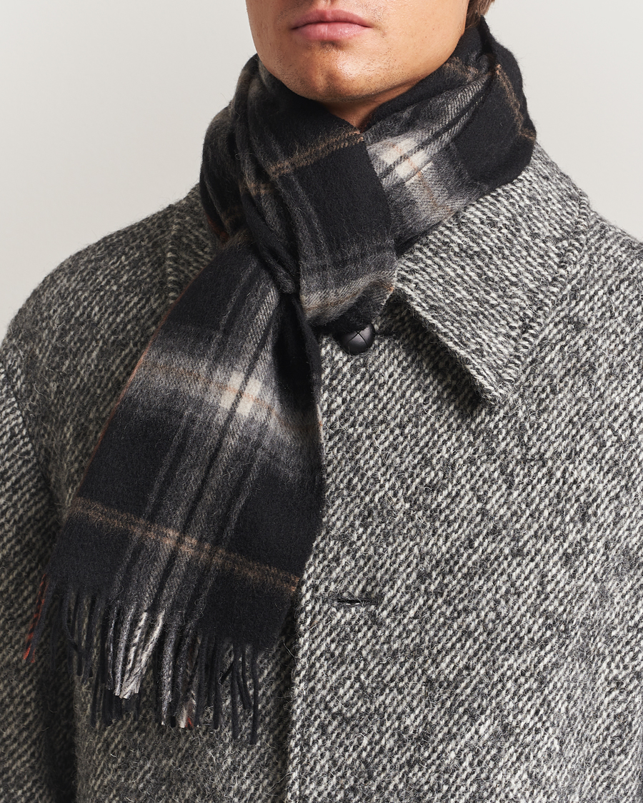 Herr | Amanda Christensen Wool Checked Scarf Black | Amanda Christensen | Wool Checked Scarf Black