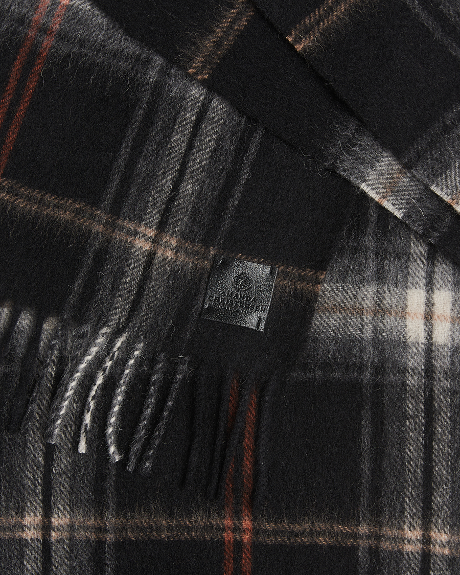 Herr | Amanda Christensen Wool Checked Scarf Black | Amanda Christensen | Wool Checked Scarf Black