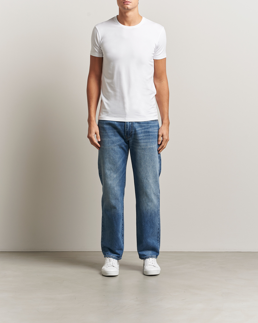 Herr | T-Shirts | Falke | 2-Pack Cotton Crew Neck T-Shirt White