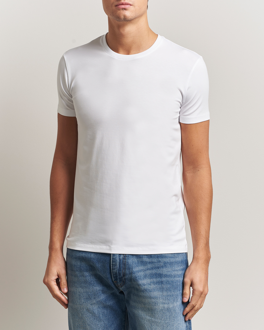 Herr | T-Shirts | Falke | 2-Pack Cotton Crew Neck T-Shirt White