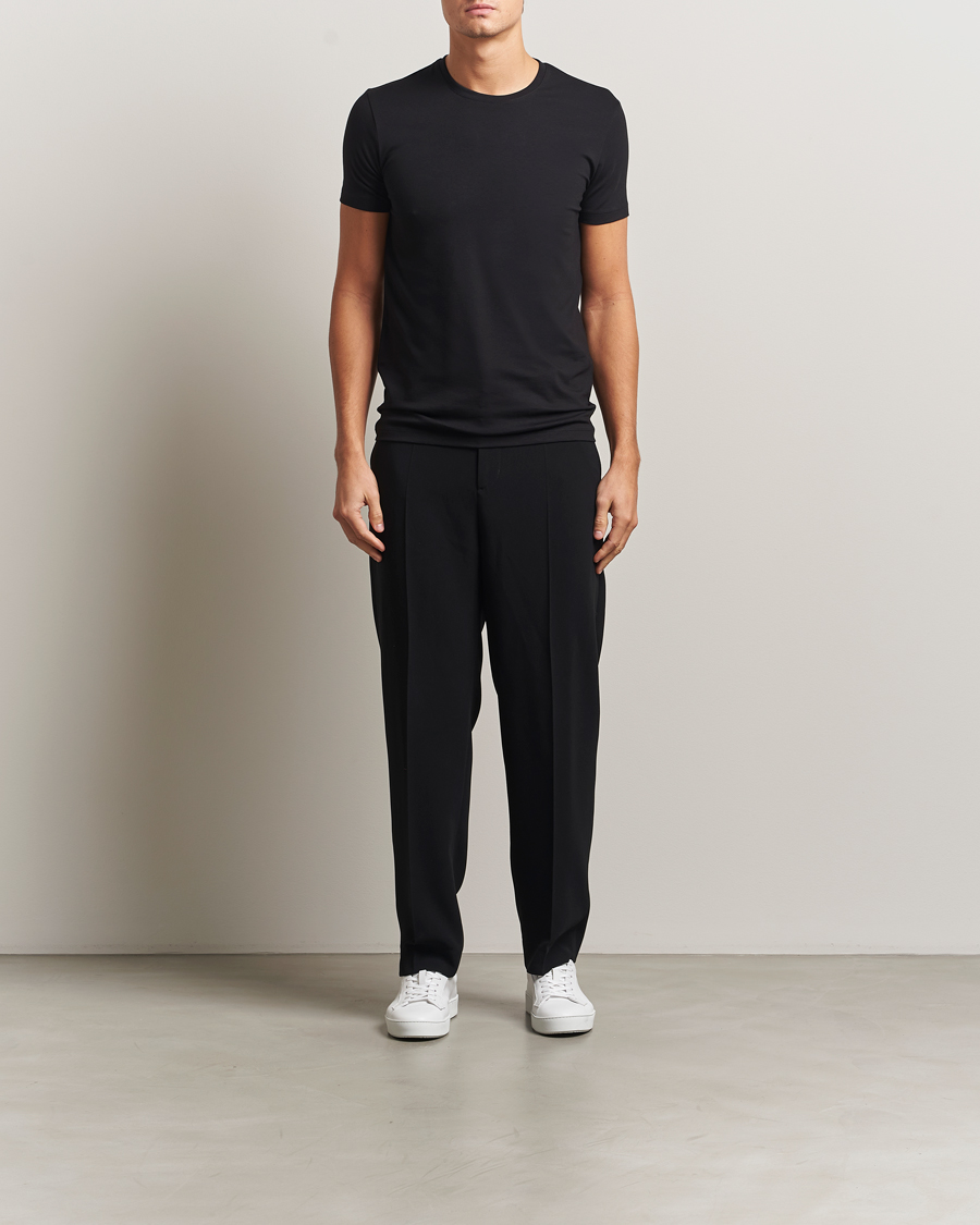 Herr | T-Shirts | Falke | 2-Pack Cotton Crew Neck T-Shirt Black