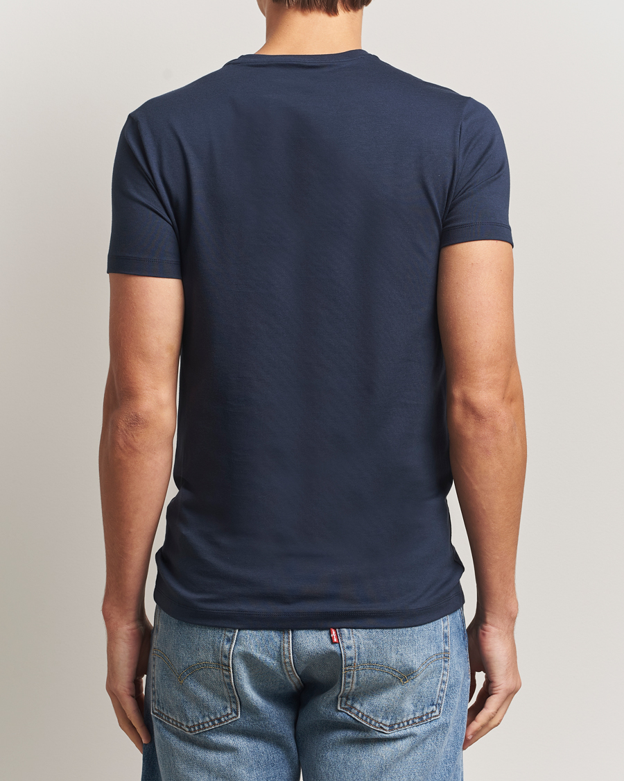 Herr | T-Shirts | Falke | 2-Pack Cotton Crew Neck T-Shirt Midnight