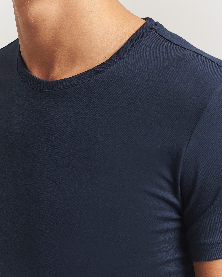 Herr | T-Shirts | Falke | 2-Pack Cotton Crew Neck T-Shirt Midnight