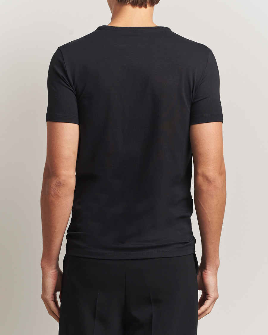 Herr | T-Shirts | Falke | 2-Pack Cotton V-Neck T-Shirt Black