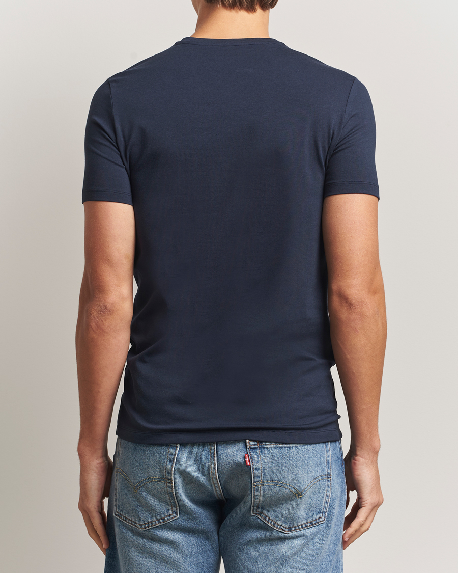 Herr | T-Shirts | Falke | 2-Pack Cotton V-Neck T-Shirt Midnight