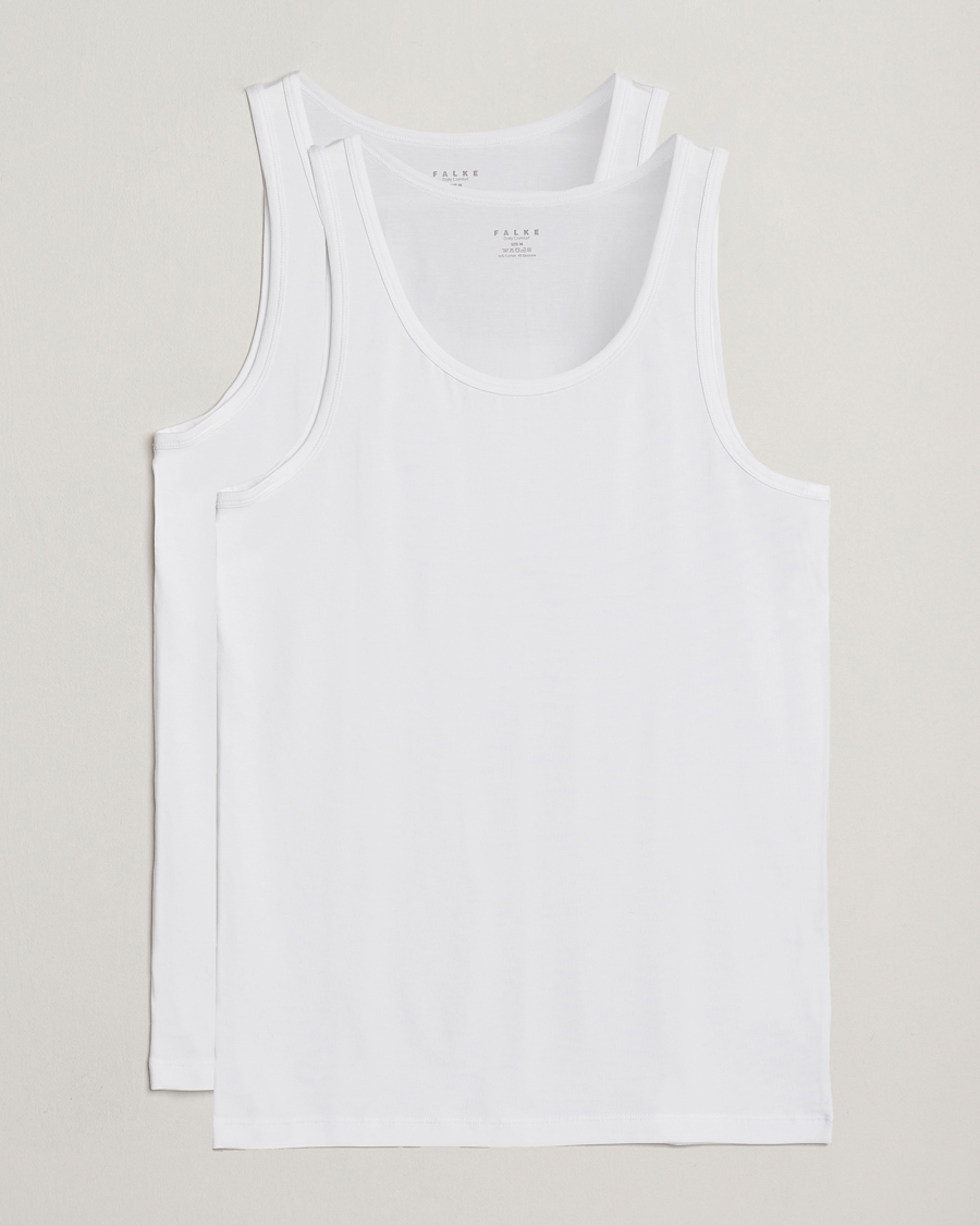 Herr | T-Shirts | Falke | 2-Pack Cotton Tank Top White