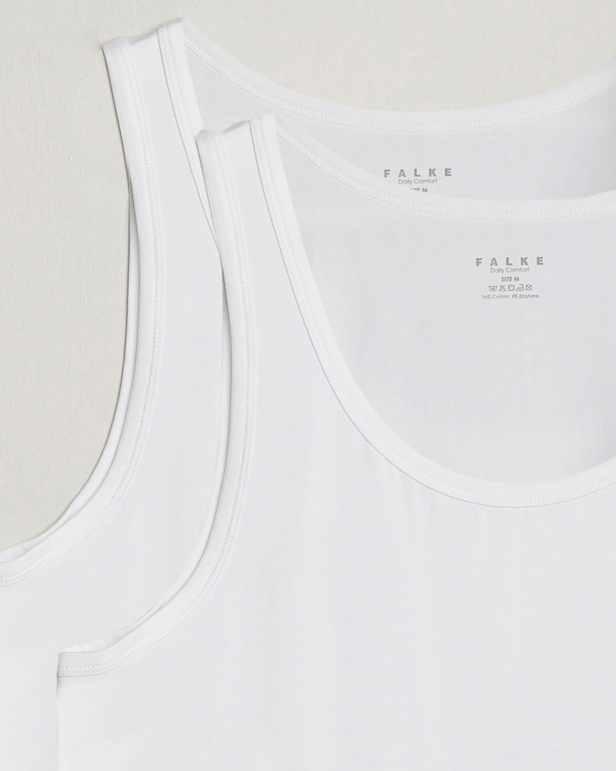 Herr | T-Shirts | Falke | 2-Pack Cotton Tank Top White