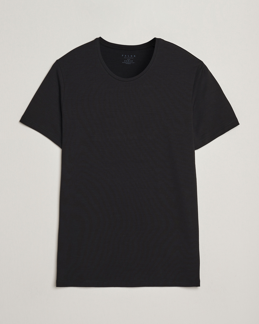 Herr | T-Shirts | Falke | Clima Wool Crew Neck T-Shirt Black