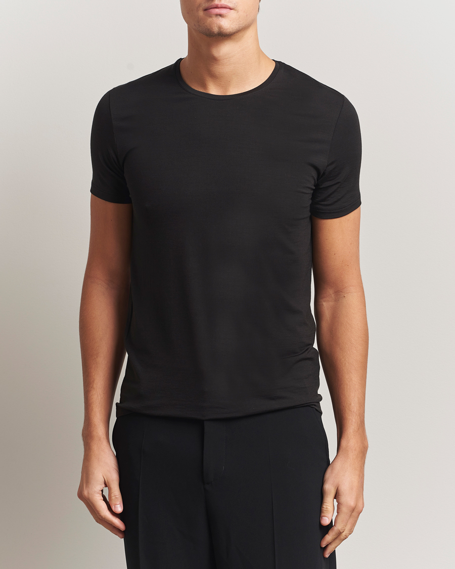 Herr | T-Shirts | Falke | Clima Wool Crew Neck T-Shirt Black
