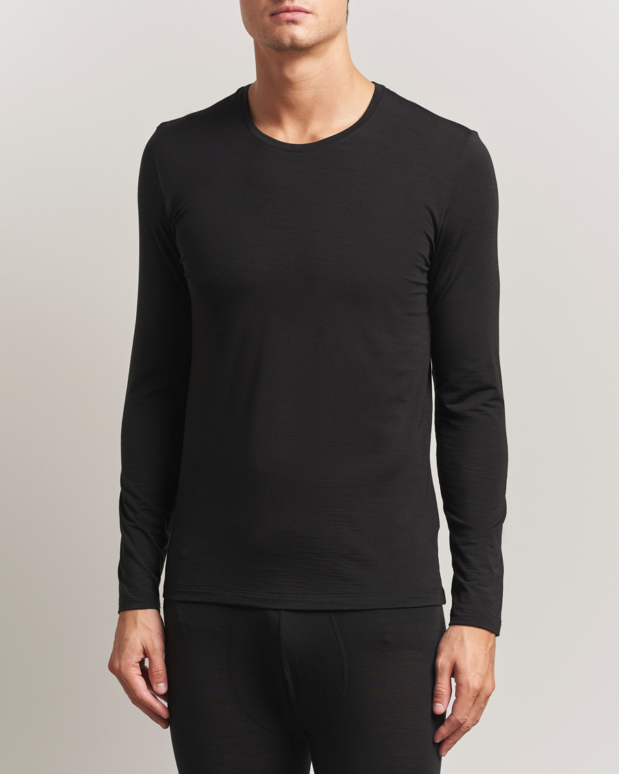 Herr | T-Shirts | Falke | Clima Wool Wool Long Sleeve T-Shirt Black