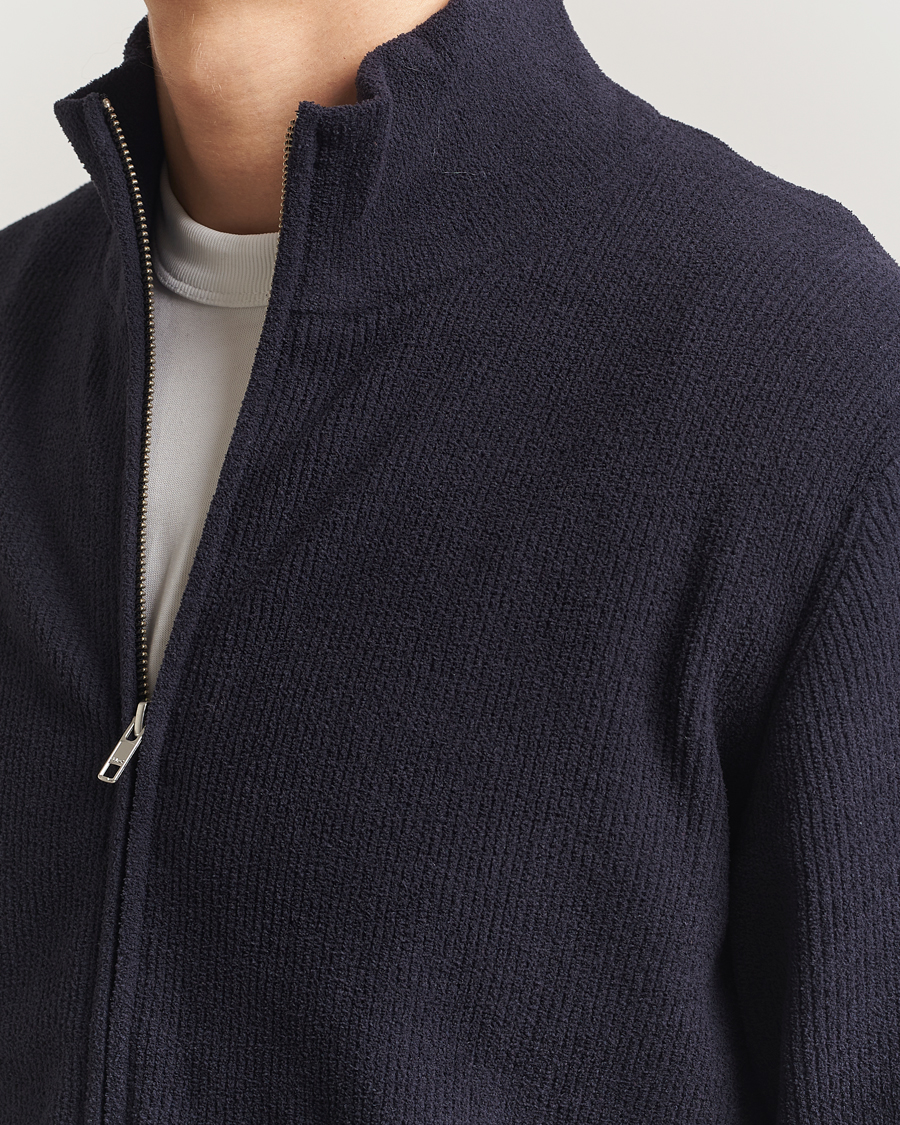 Herr | Tröjor | NN07 | Danny Rib Knitted Full Zip Navy Blue