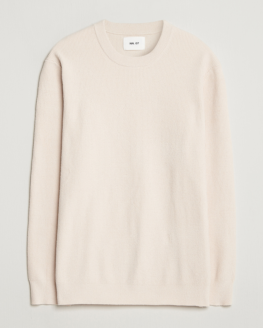 Herr | Tröjor | NN07 | Danny Rib Knitted Crew Neck Ivory