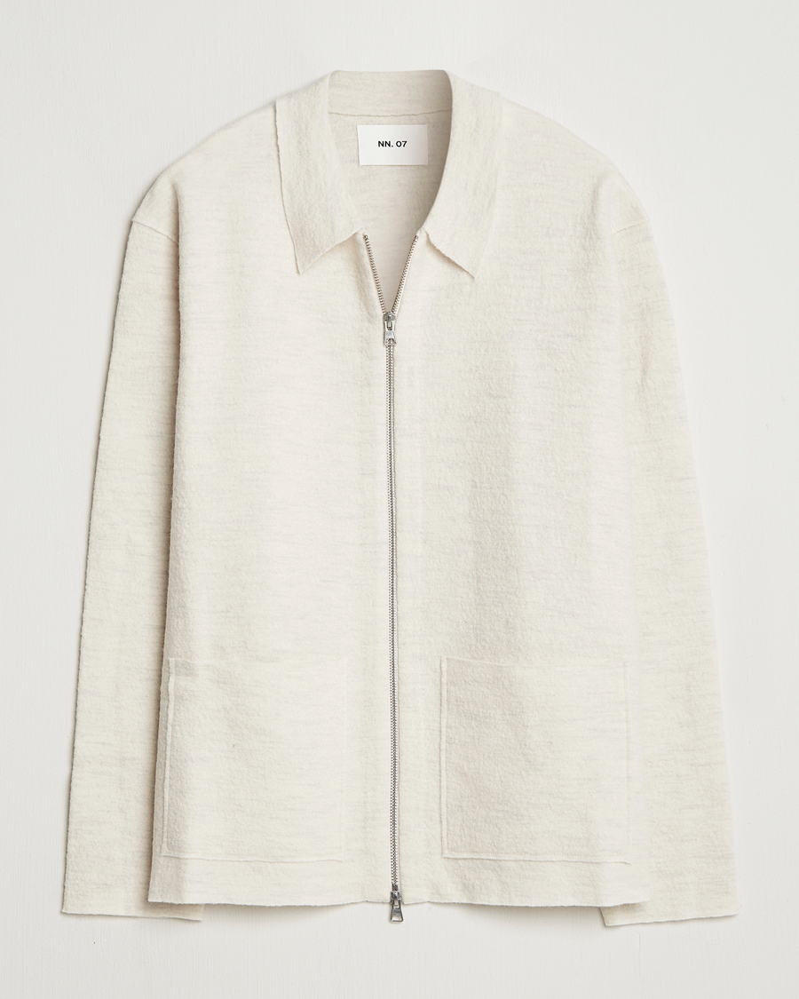 Herr | Tröjor | NN07 | Jonas Boiled Wool Full Zip Ivory