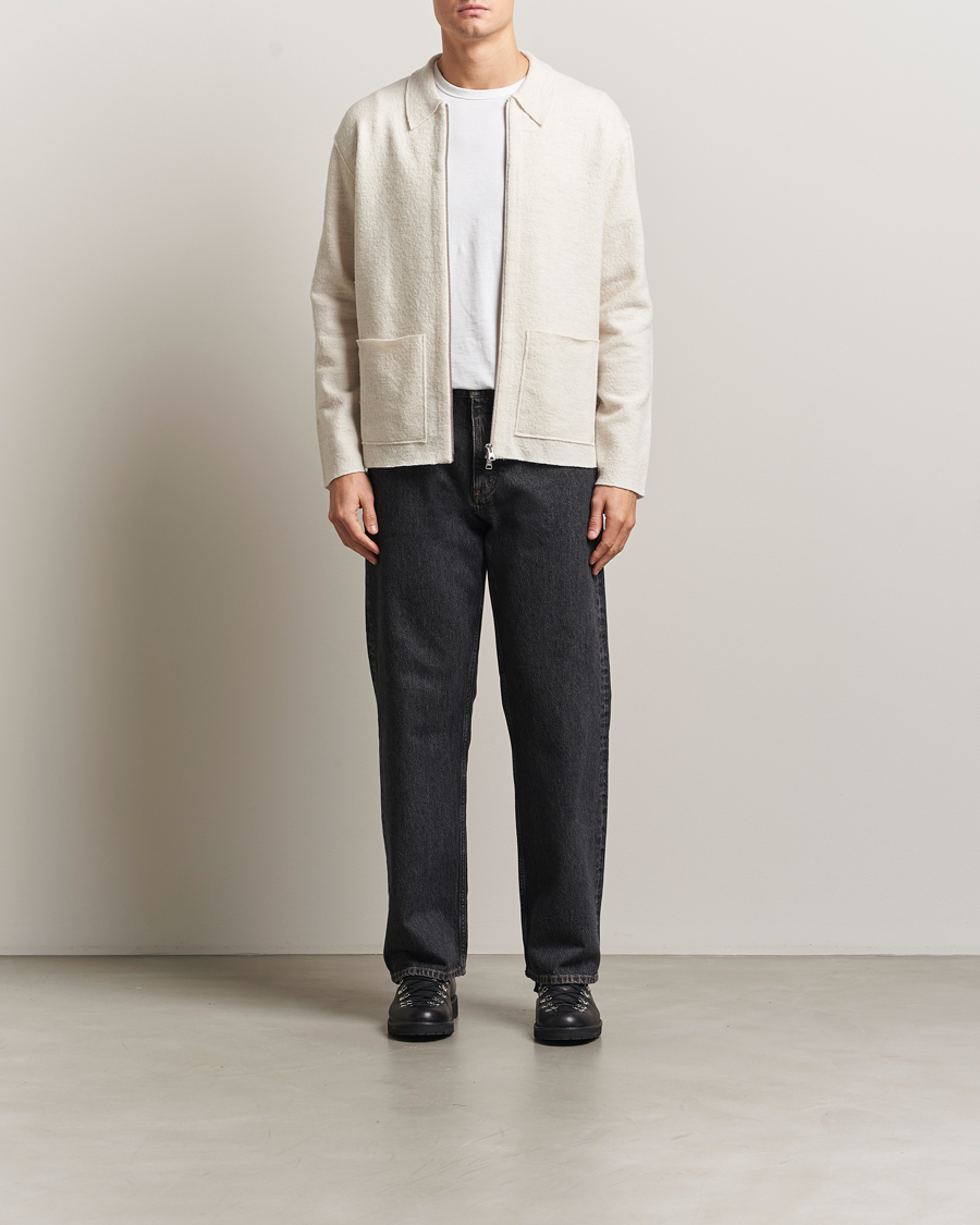Herr | Tröjor | NN07 | Jonas Boiled Wool Full Zip Ivory