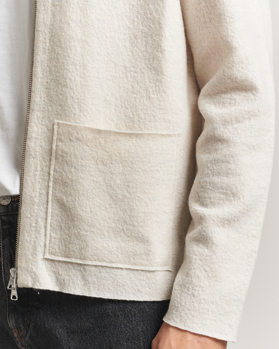 Herr | Tröjor | NN07 | Jonas Boiled Wool Full Zip Ivory