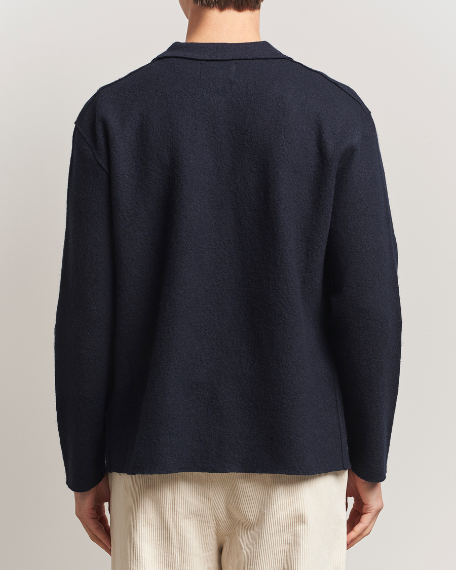 Herr | Tröjor | NN07 | Jonas Boiled Wool Full Zip Navy Blue