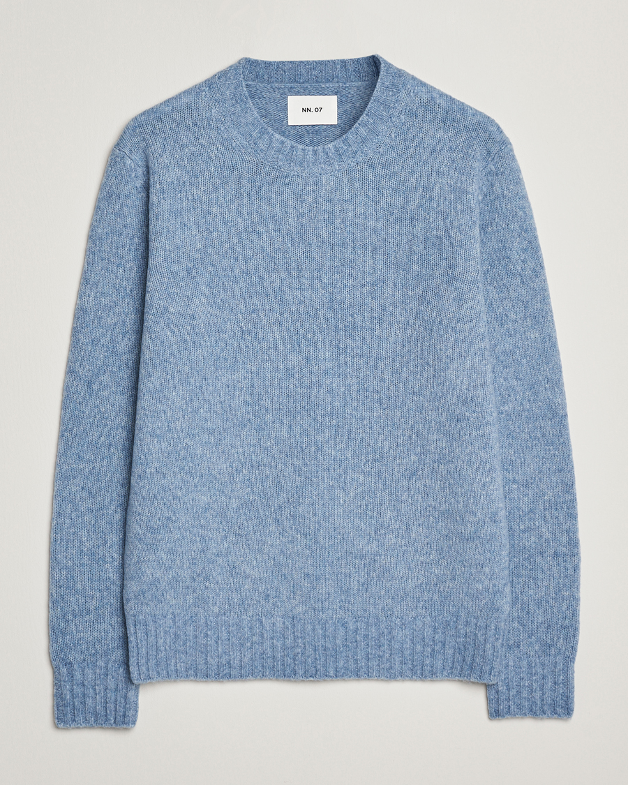 Herr | Tröjor | NN07 | Lee Wool Knitted Sweater Denim Blue