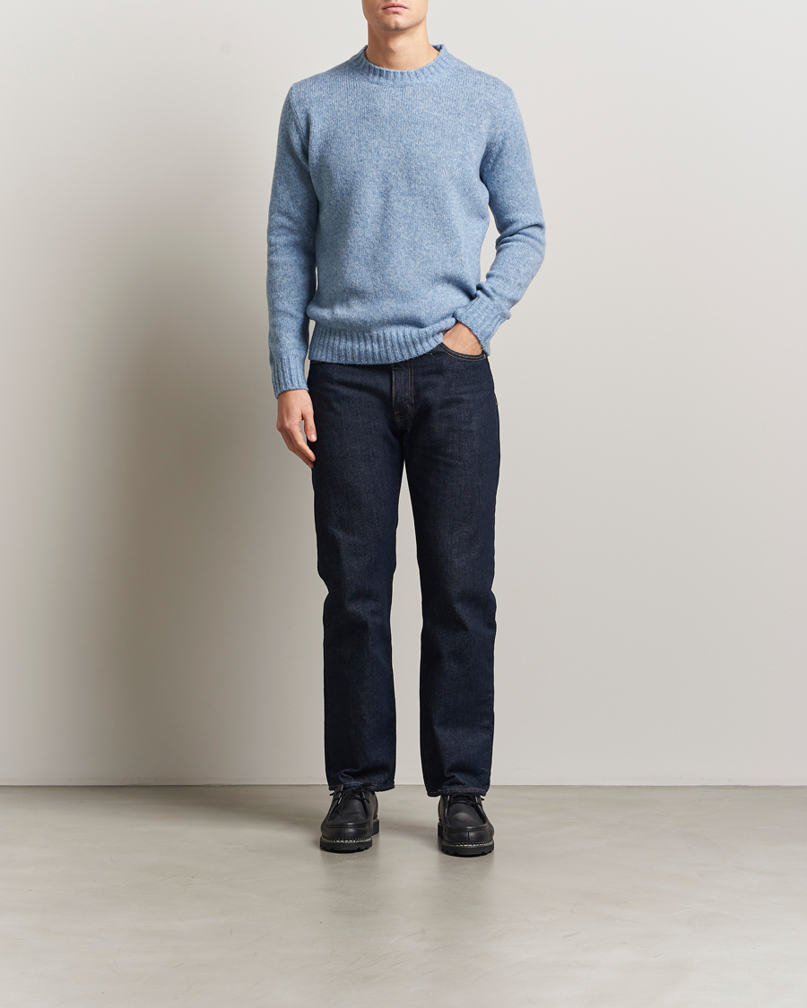 Herr | Tröjor | NN07 | Lee Wool Knitted Sweater Denim Blue