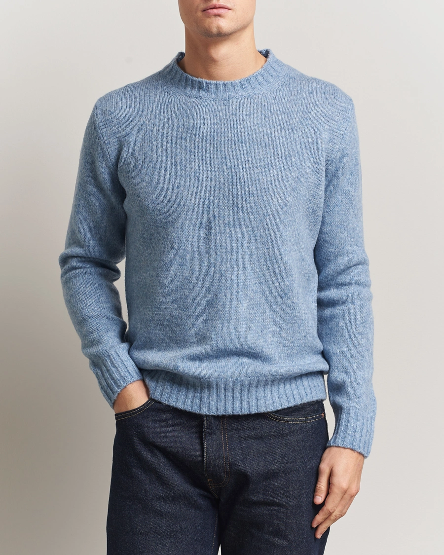 Herr | Tröjor | NN07 | Lee Wool Knitted Sweater Denim Blue