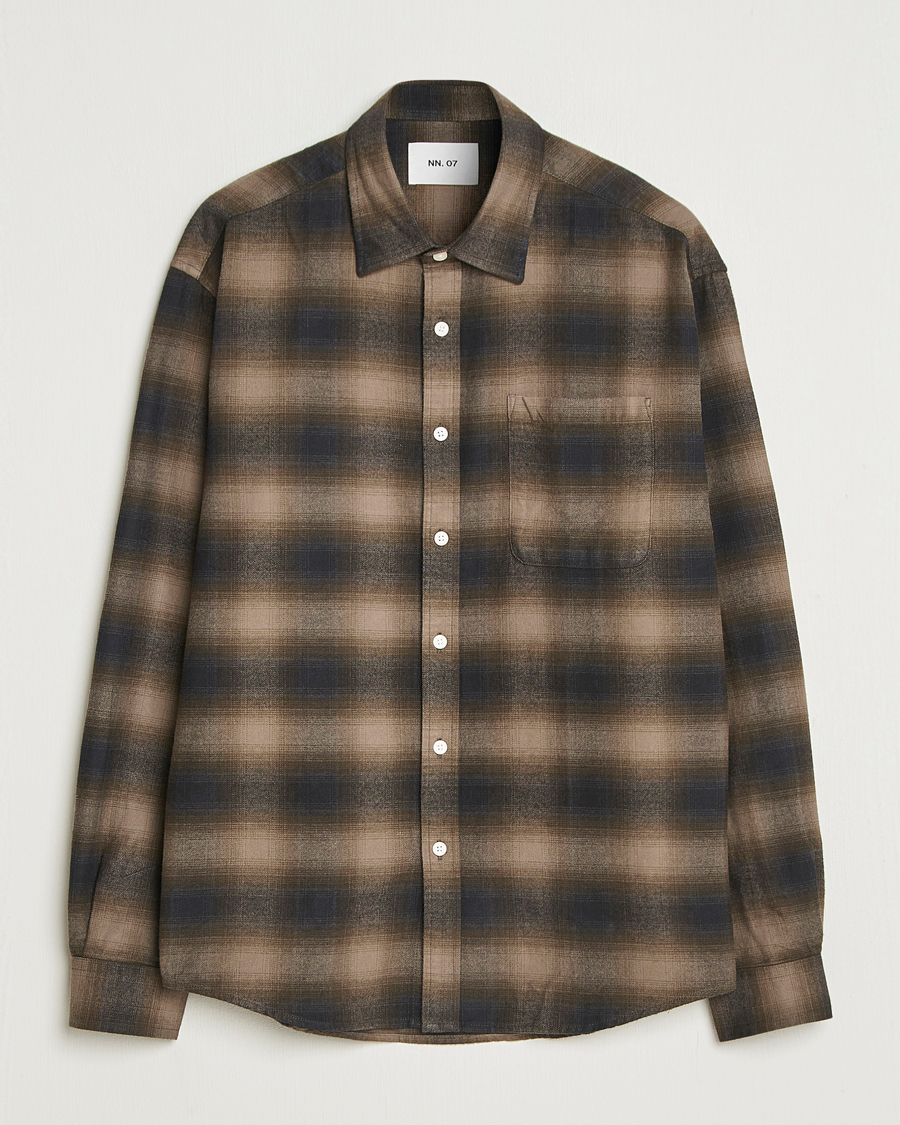 Herr | Skjortor | NN07 | Deon Flannel Checked Shirt Black/Green