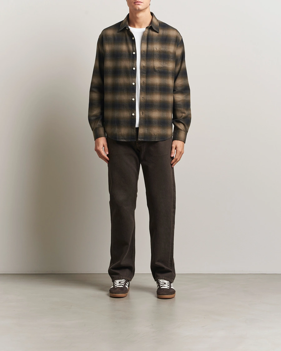 Herr | Skjortor | NN07 | Deon Flannel Checked Shirt Black/Green